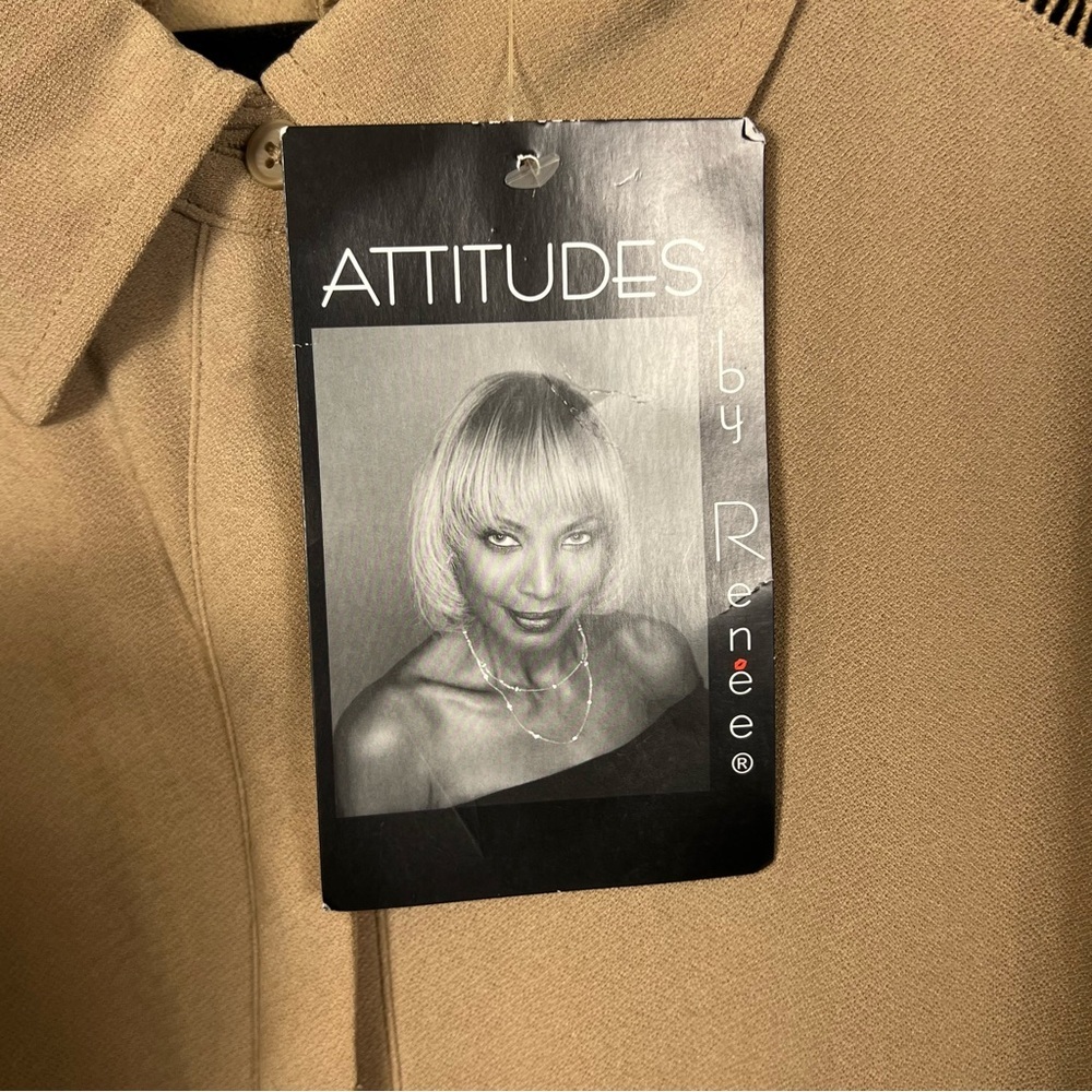 Attitudes by Renee | Tan Button Down Shirt‎ - Picture 5 of 11